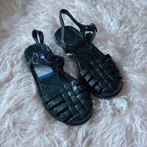 Old Navy Blue Glitter T-strap Fisherman Sandals Sz 13 Kids Girls
